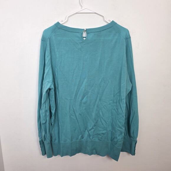 Talbots Light Blue 100% Pure Merino Wool Classic Lightweight Sweater Size 2X - Picture 5 of 6